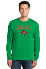 Texas State Bobcats Long Sleeve Tee Shirt - 3 Stripe State Outline Logo