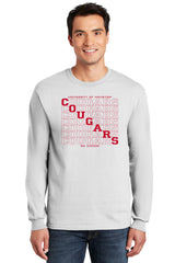 Houston Cougars Long Sleeve Tee Shirt - Diagonal Cougars Echo