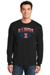 Illinois Fighting Illini Long Sleeve Tee Shirt - Full Color Fade Illinois Arch