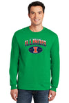 Illinois Fighting Illini Long Sleeve Tee Shirt - Full Color Fade Illinois Arch