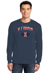 Illinois Fighting Illini Long Sleeve Tee Shirt - Full Color Fade Illinois Arch