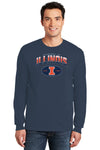 Illinois Fighting Illini Long Sleeve Tee Shirt - Full Color Fade Illinois Arch