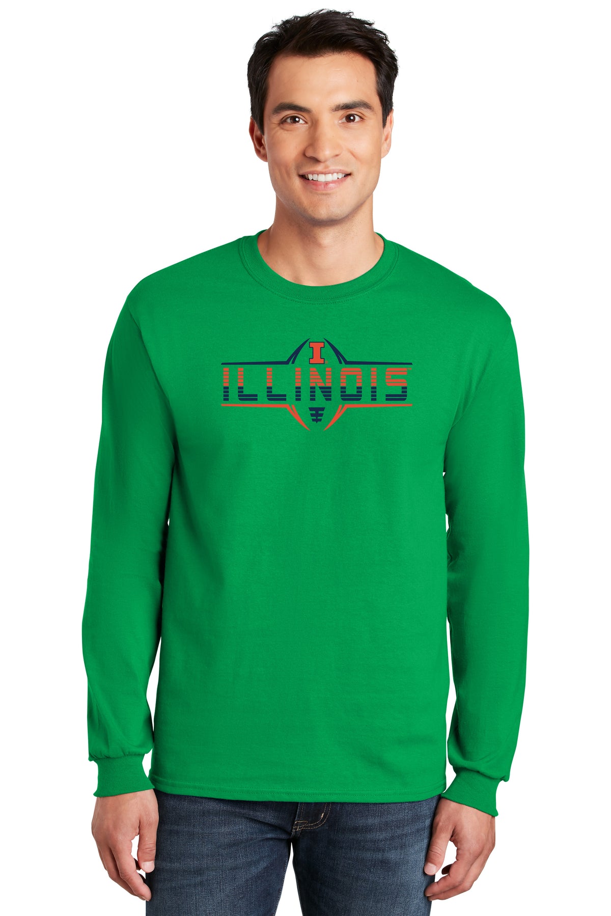 Illinois Fighting Illini Long Sleeve Tee Shirt - Striped Illinois Football Laces