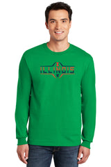 Illinois Fighting Illini Long Sleeve Tee Shirt - Striped Illinois Football Laces