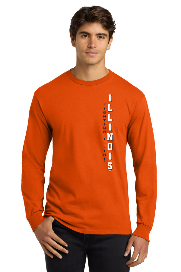 Illinois Fighting Illini Long Sleeve Tee Shirt - Vertical Illinois Fighting Illini