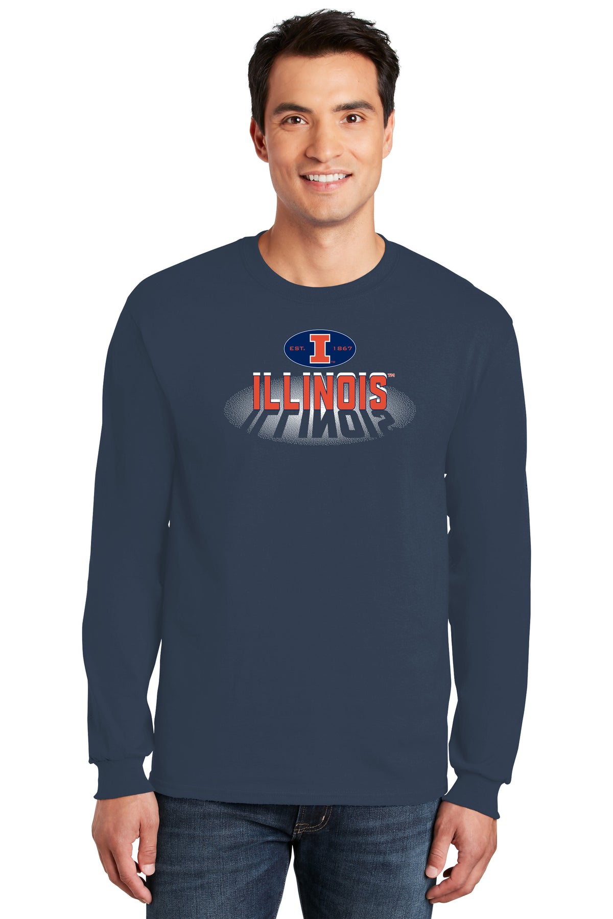 Illinois Fighting Illini Long Sleeve Tee Shirt - Spotlight and Shadow Illinois