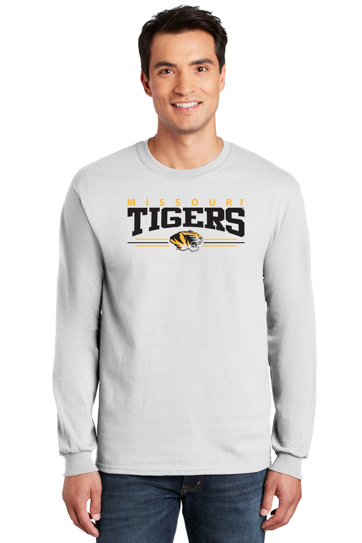 Missouri Tigers Long Sleeve Tee Shirt - Tigers 3 Stripe Head Logo