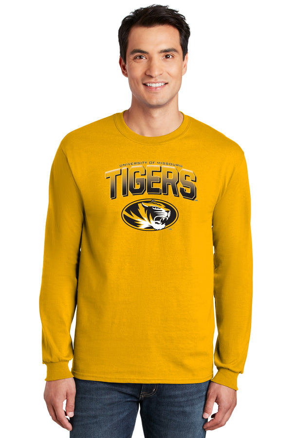 Missouri Tigers Long Sleeve Tee Shirt - Full Color Fade Tigers Logo