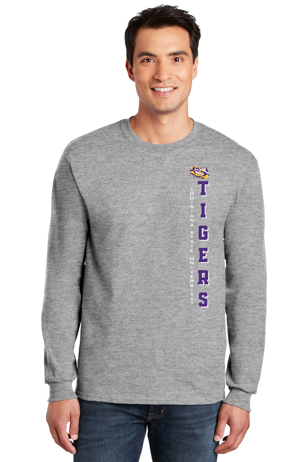 LSU Tigers Long Sleeve Tee Shirt - Vertical Louisiana State University Tigers