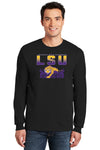 LSU Tigers Long Sleeve Tee Shirt - LSU Tiger Stadium Full Color Fade