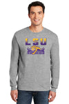 LSU Tigers Long Sleeve Tee Shirt - LSU Tiger Stadium Full Color Fade