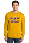 LSU Tigers Long Sleeve Tee Shirt - LSU Tiger Stadium Full Color Fade