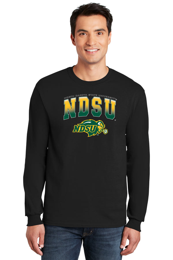 NDSU Bison Long Sleeve Tee Shirt - Full Color NDSU Fade with Logo