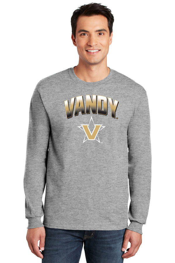 Vanderbilt Commodores Long Sleeve Shirt - Vandy Arch Full Color Fade with Primary