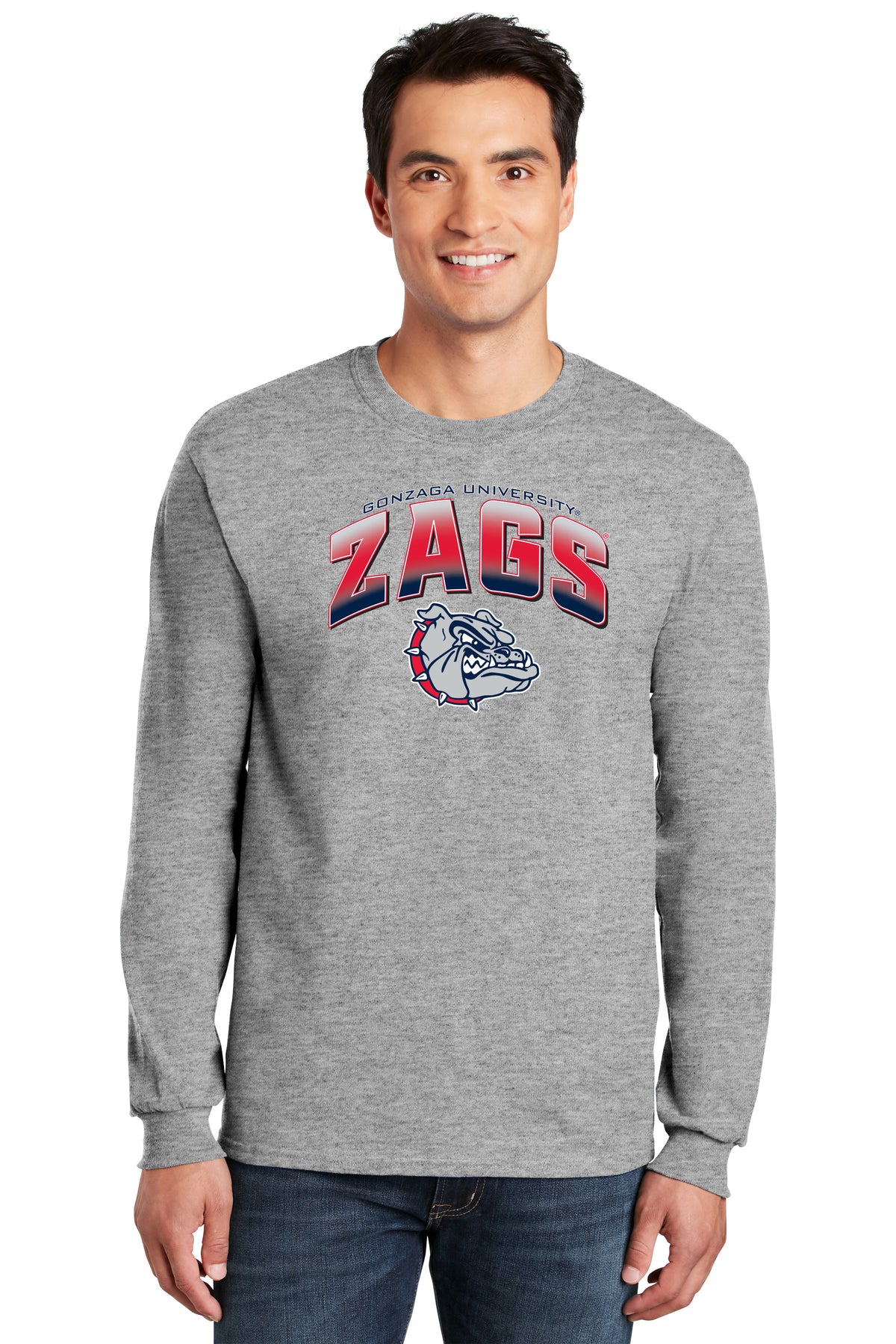 Gonzaga Bulldogs Long Sleeve Tee Shirt - Zags Full Color Fade