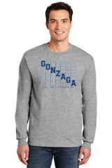Gonzaga Bulldogs Long Sleeve Tee Shirt - Diagonal Echo Gonzaga