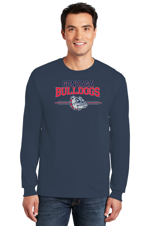 Gonzaga Bulldogs Long Sleeve Tee Shirt - Gonzaga Bulldogs 3 Stripe