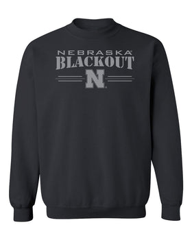 Nebraska Huskers Crewneck Sweatshirt - Nebraska Blackout Block N