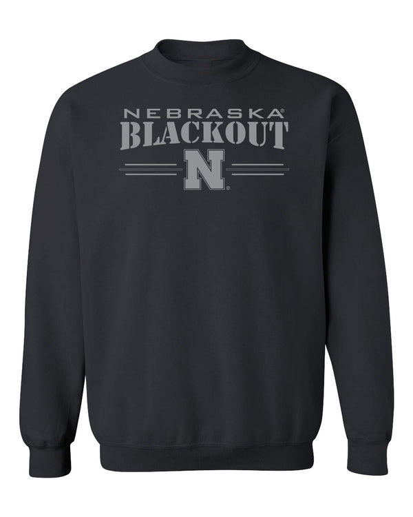 Nebraska Huskers Crewneck Sweatshirt - Nebraska Blackout Block N