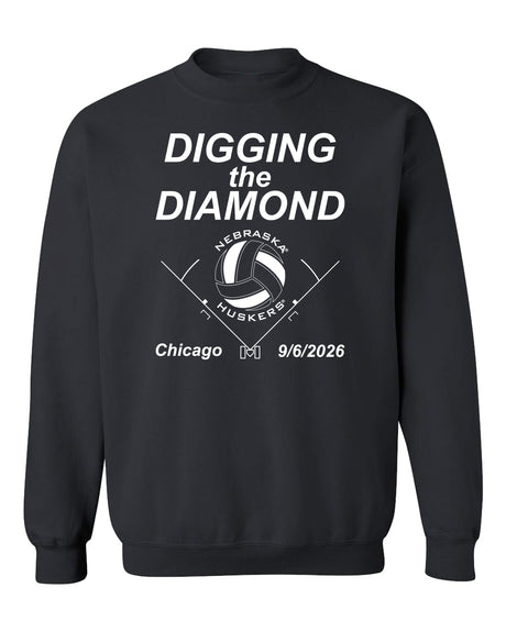 Nebraska Huskers Crewneck Sweatshirt - Nebraska Volleyball Digging the Diamond