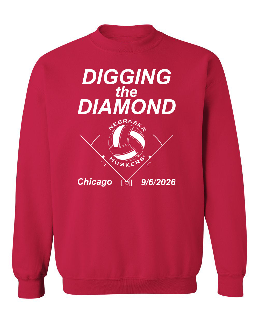 Nebraska Huskers Crewneck Sweatshirt - Nebraska Volleyball Digging the Diamond
