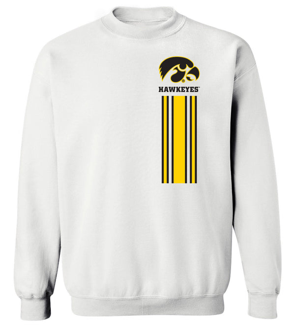 Iowa Hawkeyes Crewneck Sweatshirt - Vert Stripe with Tigerhawk