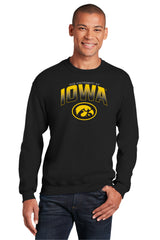 Iowa Hawkeyes Crewneck Sweatshirt - Full Color IOWA Fade Tigerhawk Oval