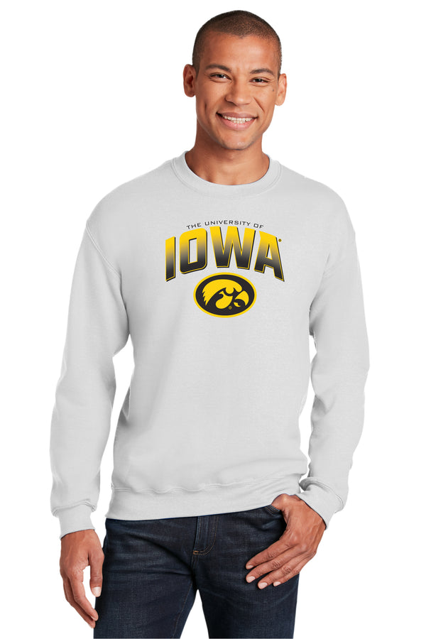 Iowa Hawkeyes Crewneck Sweatshirt - Full Color IOWA Fade Tigerhawk Oval