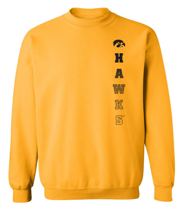 Iowa Hawkeyes Crewneck Sweatshirt - Vert Hawks Fade with Tigerhawk