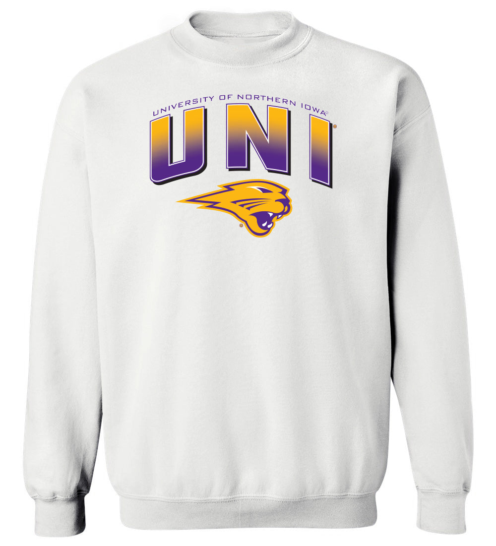 Northern Iowa Panthers Crewneck Sweatshirt - UNI Full Color Fade Primary Logo
