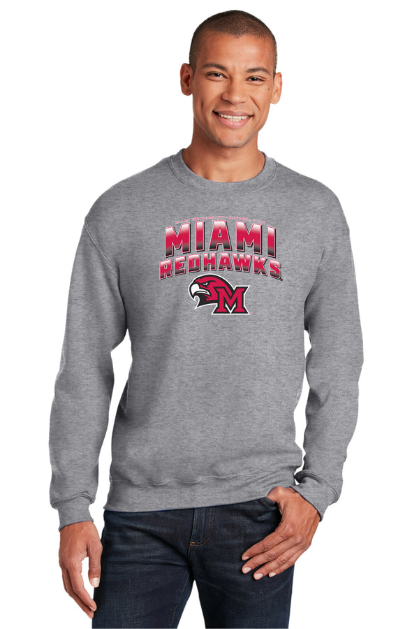 Miami University RedHawks Crewneck Sweatshirt - Miami RedHawks Full Color Fade Hawk M Logo