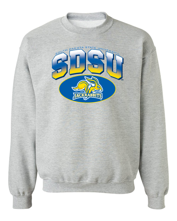 South Dakota State Jackrabbits Crewneck Sweatshirt - SDSU Full Color Fade Plus Primary Logo