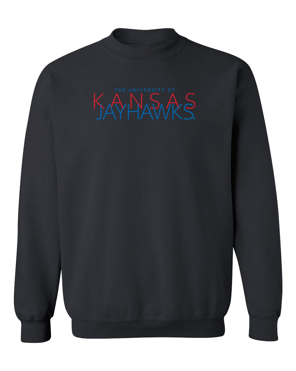 Kansas Jayhawks Crewneck Sweatshirt - Overlapping University of Kansas Jayhawks