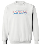 Kansas Jayhawks Crewneck Sweatshirt - Overlapping University of Kansas Jayhawks