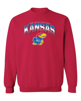 Kansas Jayhawks Crewneck Sweatshirt - Full Color Fade Kansas Logo