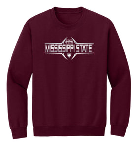 Mississippi State Bulldogs Crewneck Sweatshirt - Bulldogs Football Striped Laces