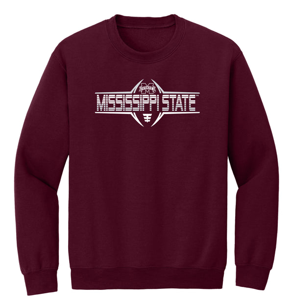 Mississippi State Bulldogs Crewneck Sweatshirt - Bulldogs Football Striped Laces