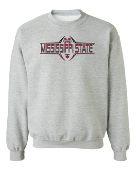 Mississippi State Bulldogs Crewneck Sweatshirt - Striped MSU Bulldogs Football Laces