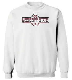 Mississippi State Bulldogs Crewneck Sweatshirt - Striped MSU Bulldogs Football Laces