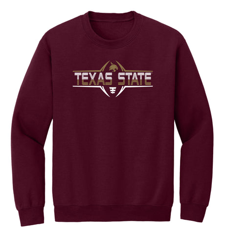Texas State Bobcats Crewneck Sweatshirt - Striped Texas State Football Laces