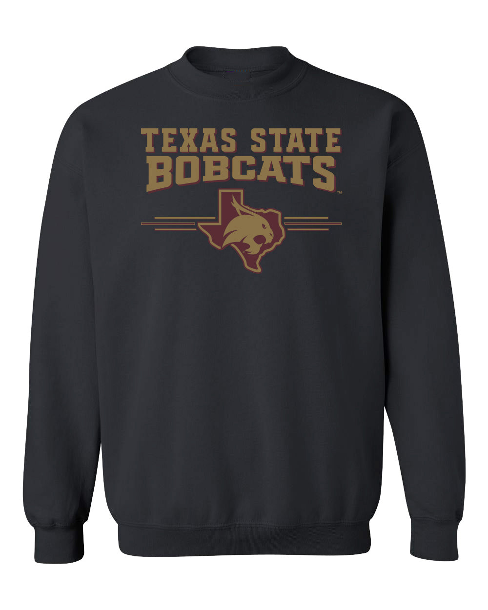 Texas State Bobcats Crewneck Sweatshirt - 3 Stripe State Outline Logo