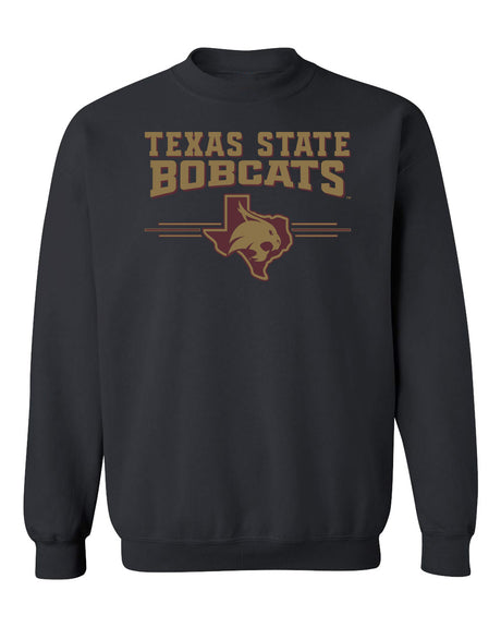 Texas State Bobcats Crewneck Sweatshirt - 3 Stripe State Outline Logo