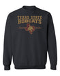 Texas State Bobcats Crewneck Sweatshirt - 3 Stripe State Outline Logo