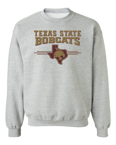 Texas State Bobcats Crewneck Sweatshirt - 3 Stripe State Outline Logo