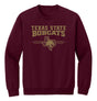 Texas State Bobcats Crewneck Sweatshirt - 3 Stripe State Outline Logo