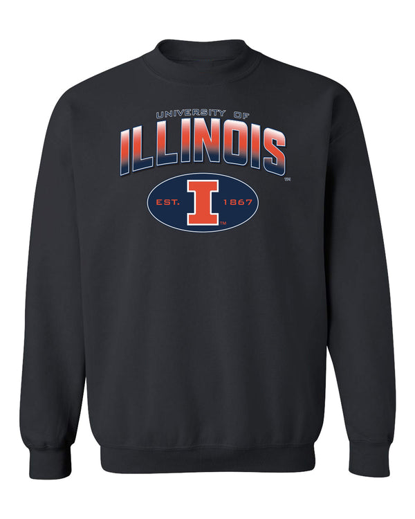 Illinois Fighting Illini Crewneck Sweatshirt - Full Color Fade Illinois Arch