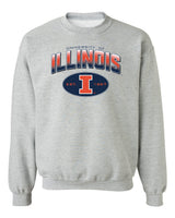 Illinois Fighting Illini Crewneck Sweatshirt - Full Color Fade Illinois Arch