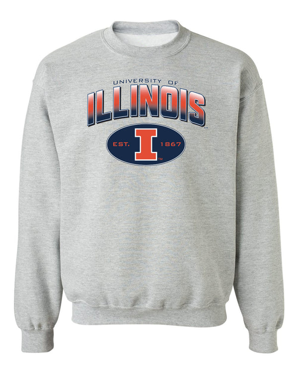 Illinois Fighting Illini Crewneck Sweatshirt - Full Color Fade Illinois Arch