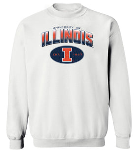 Illinois Fighting Illini Crewneck Sweatshirt - Full Color Fade Illinois Arch