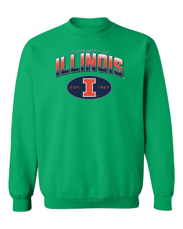 Illinois Fighting Illini Crewneck Sweatshirt - Full Color Fade Illinois Arch